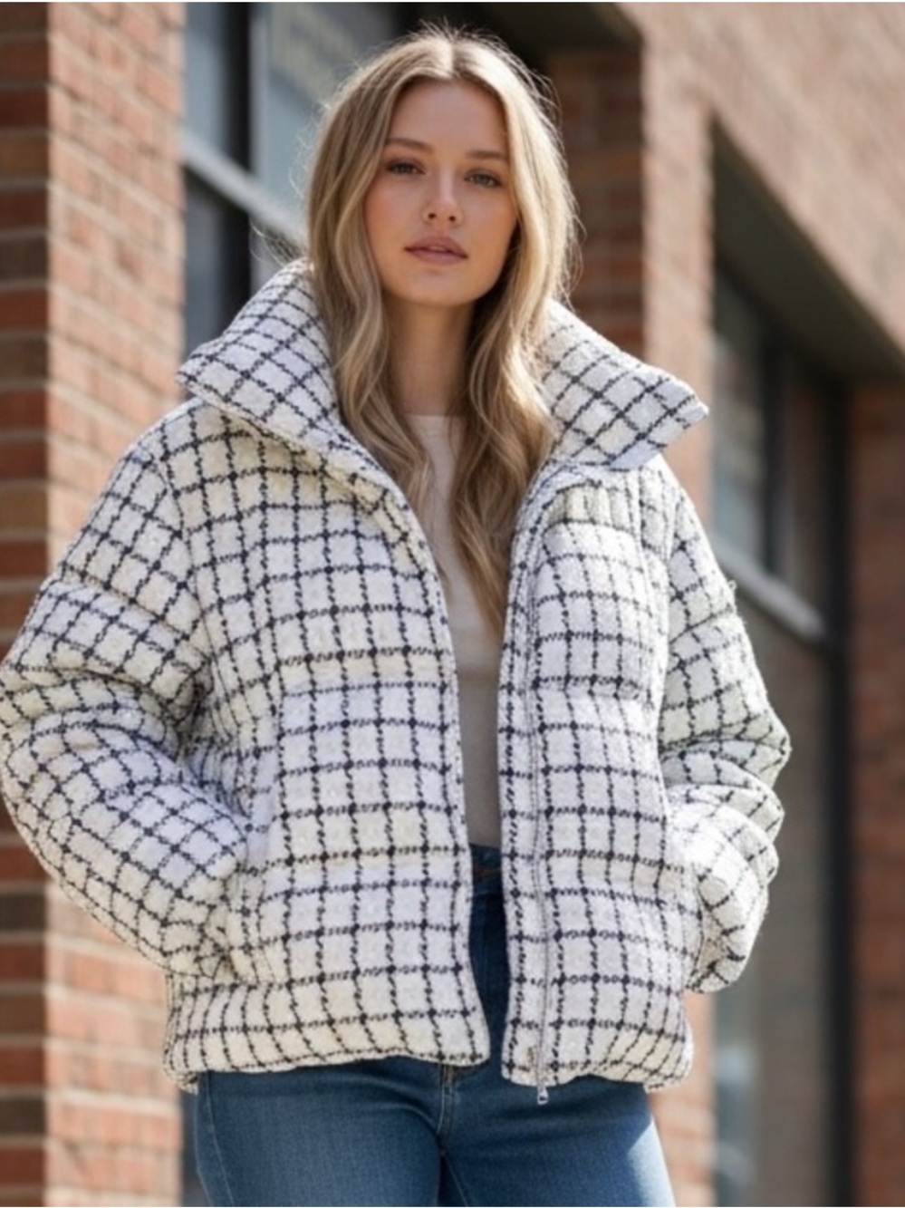 Jason Wu Windowpane Plaid Winter Jacket NWT Sz S Ret $398